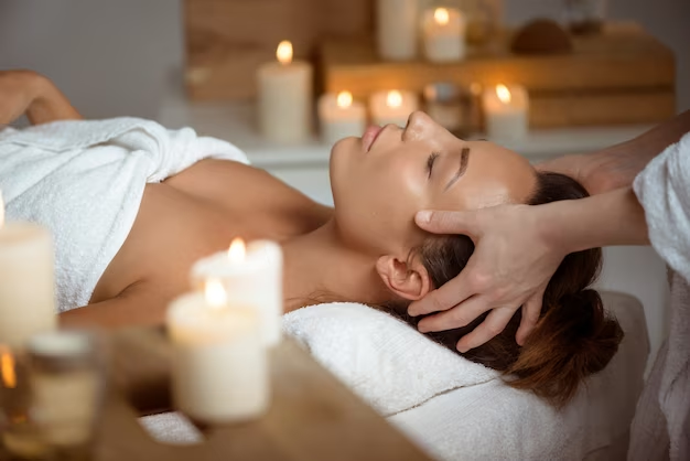 Woman Getting Head Massage at Spa